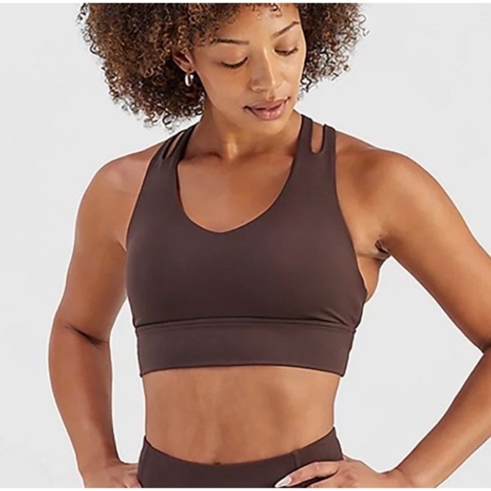 Freely Womens Medium Support Strappy Sports Bra Brown Size M‎